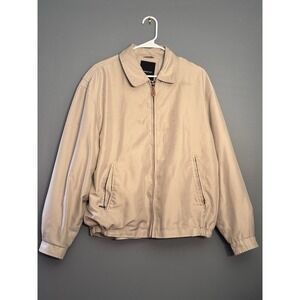 London‎ Fog Beige Microfiber Full Zip Golf Bomber Short Windbreaker Jacket M